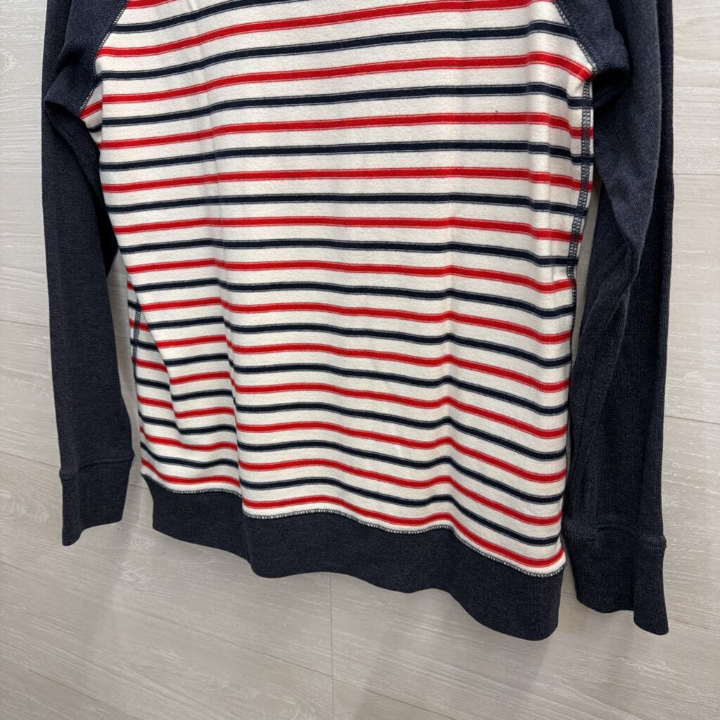Eddie Bauer Blue/ White/ Red Striped Long Sleeve Top Large