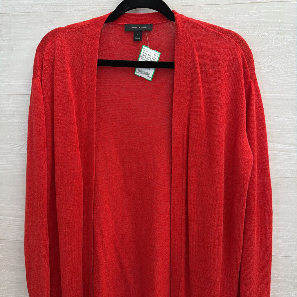 Ann Taylor Red Open Front Cardigan Sweater Medium