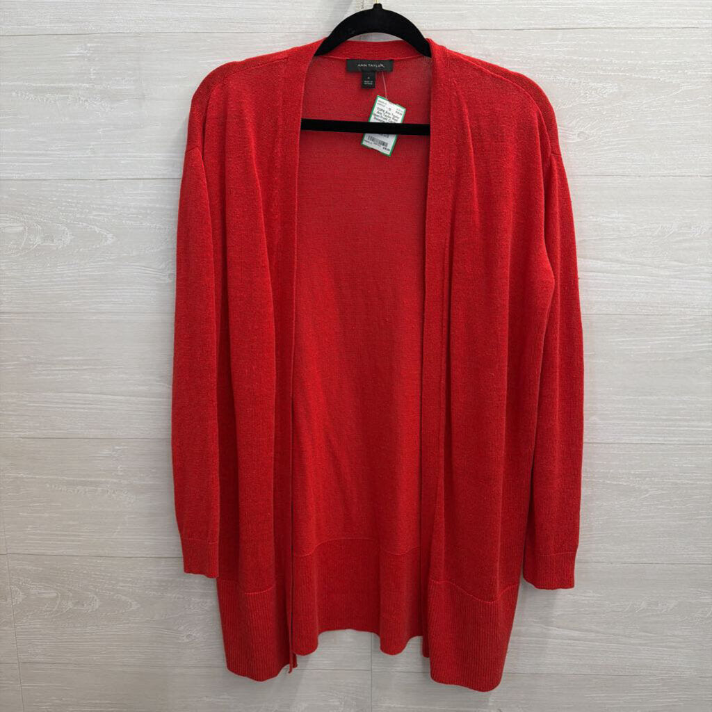 Ann Taylor Red Open Front Cardigan Sweater Medium