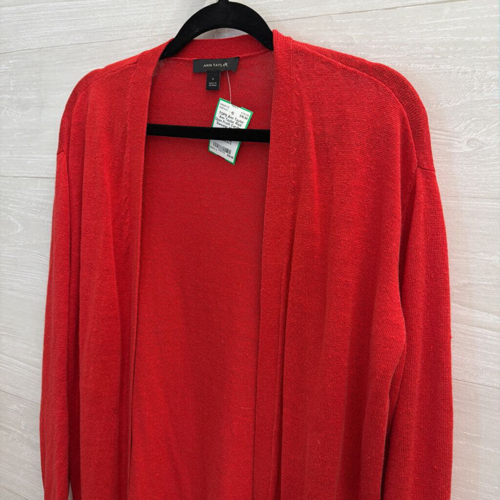 Ann Taylor Red Open Front Cardigan Sweater Medium