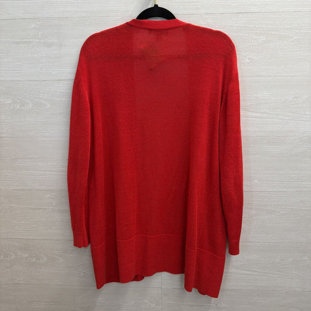 Ann Taylor Red Open Front Cardigan Sweater Medium