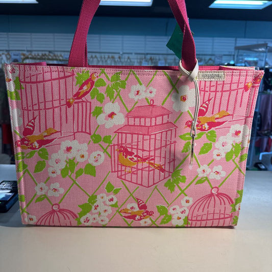 Spartina 449 Pink Birdcage Print Tote Bag