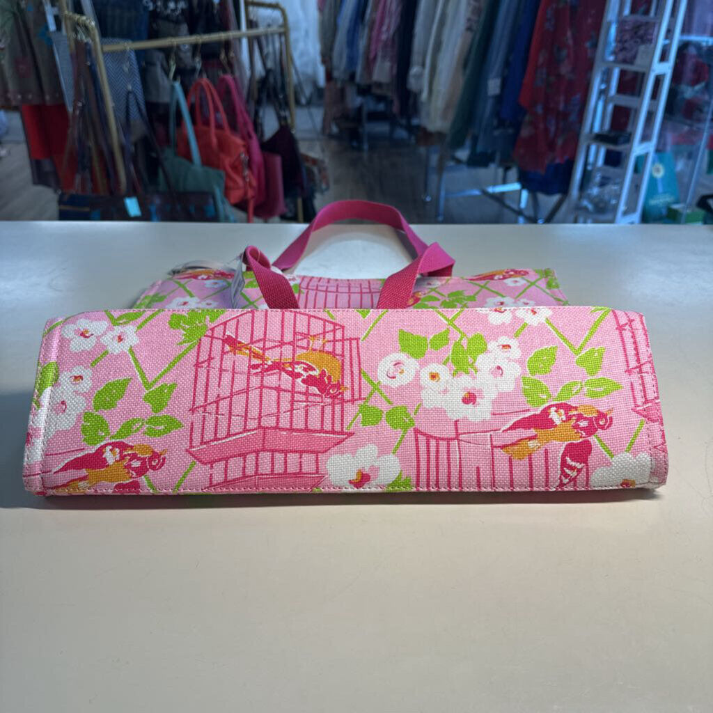 Spartina 449 Pink Birdcage Print Tote Bag