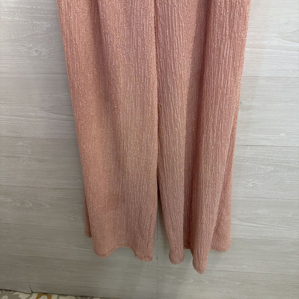 GiGio Pink Textured Tie Strap Jumpsuit Small