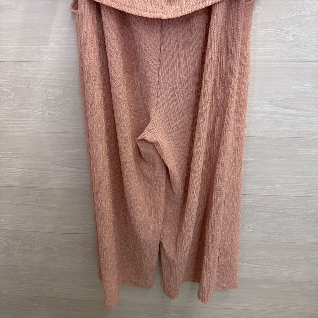 GiGio Pink Textured Tie Strap Jumpsuit Small