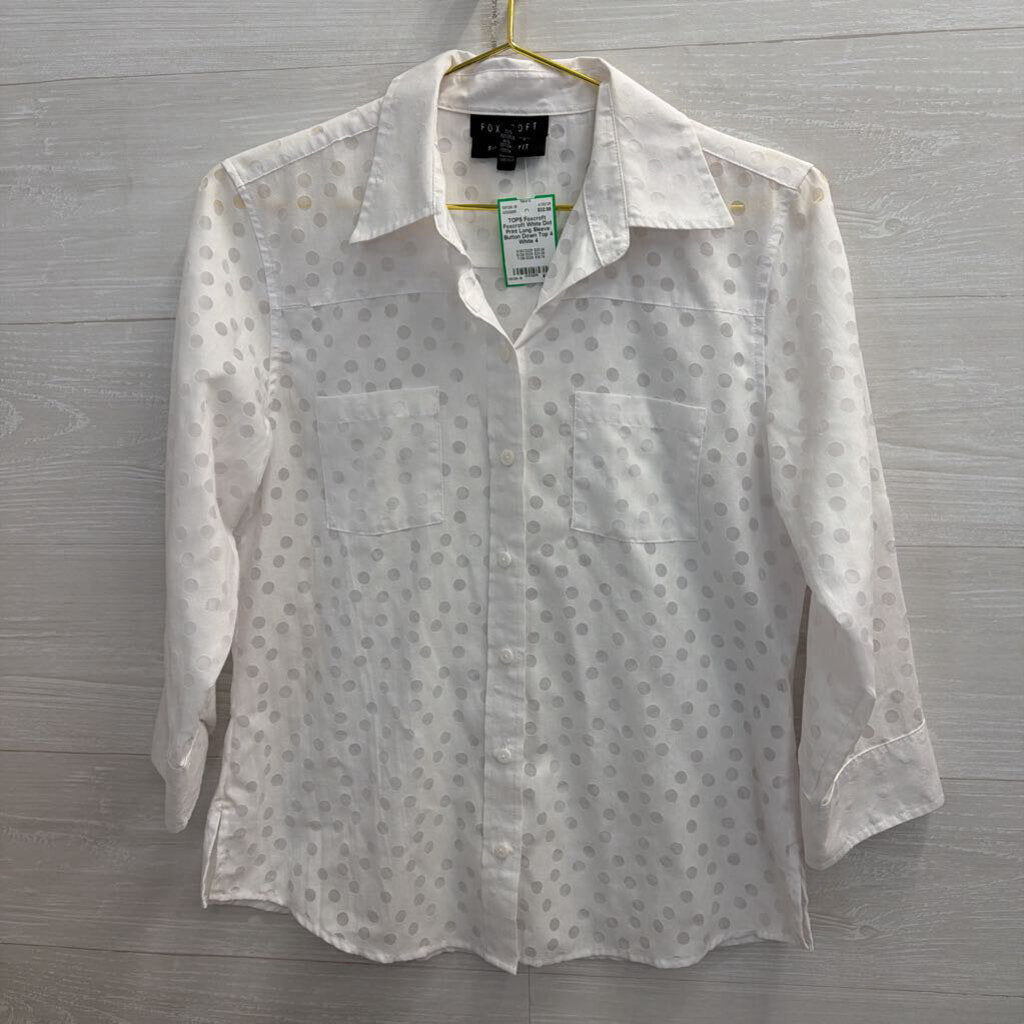 Foxcroft White Dot Print Long Sleeve Button Down Top 4