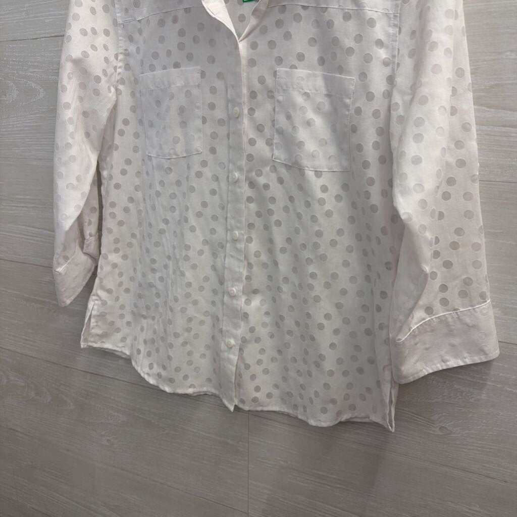 Foxcroft White Dot Print Long Sleeve Button Down Top 4
