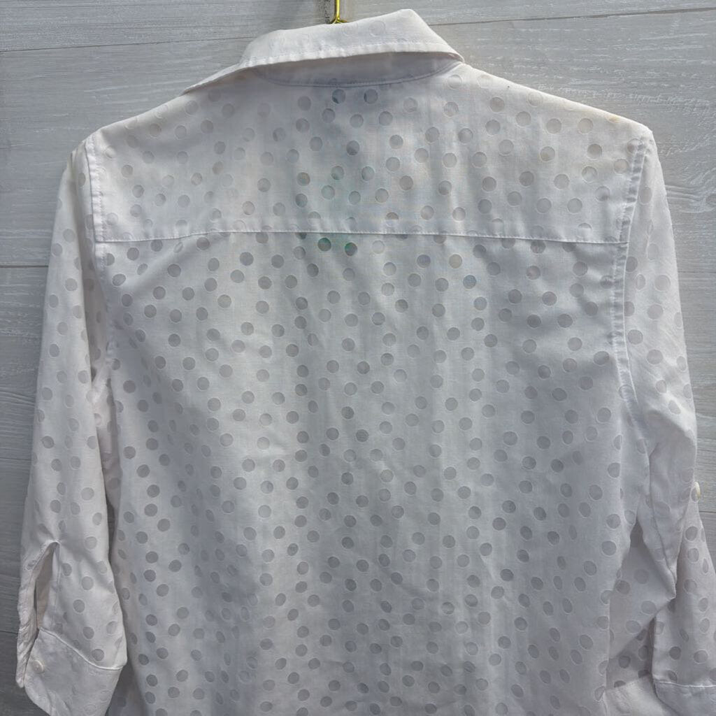 Foxcroft White Dot Print Long Sleeve Button Down Top 4