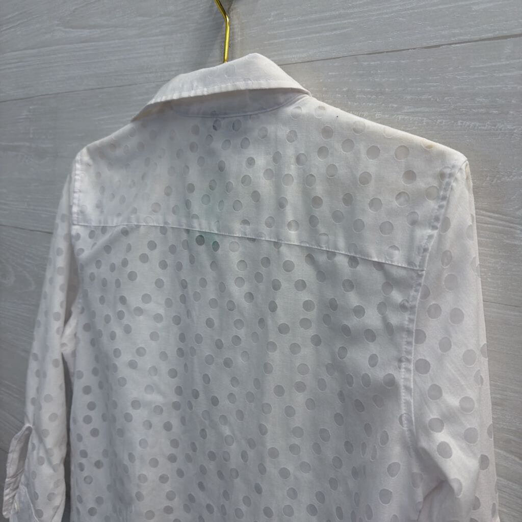 Foxcroft White Dot Print Long Sleeve Button Down Top 4