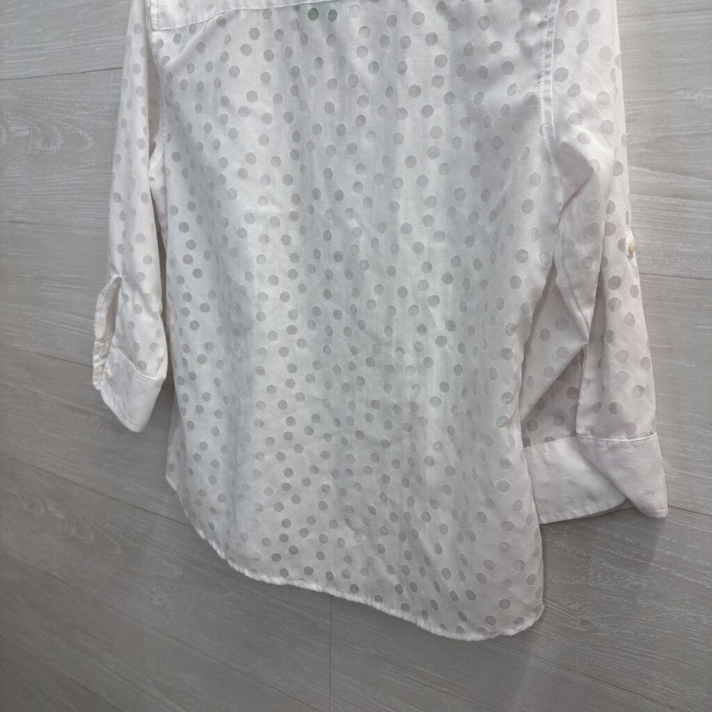 Foxcroft White Dot Print Long Sleeve Button Down Top 4