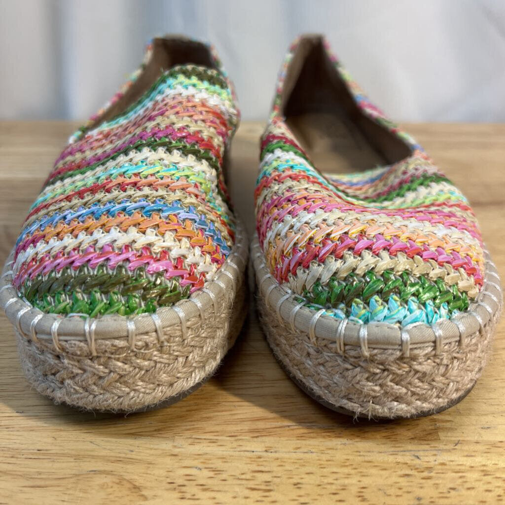 Joie Multi Color Striped Raffia Espadrille Slip On Shoes 8.5