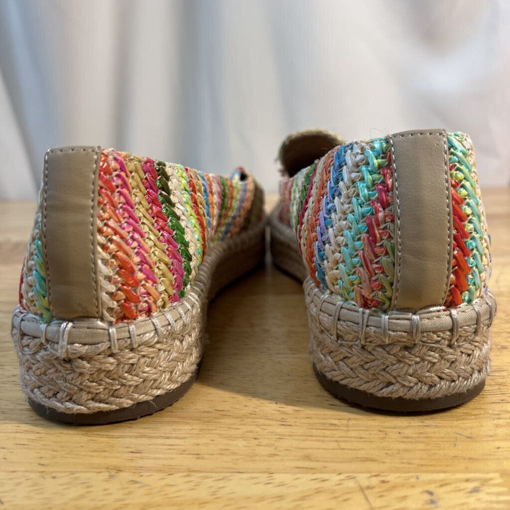 Joie Multi Color Striped Raffia Espadrille Slip On Shoes 8.5