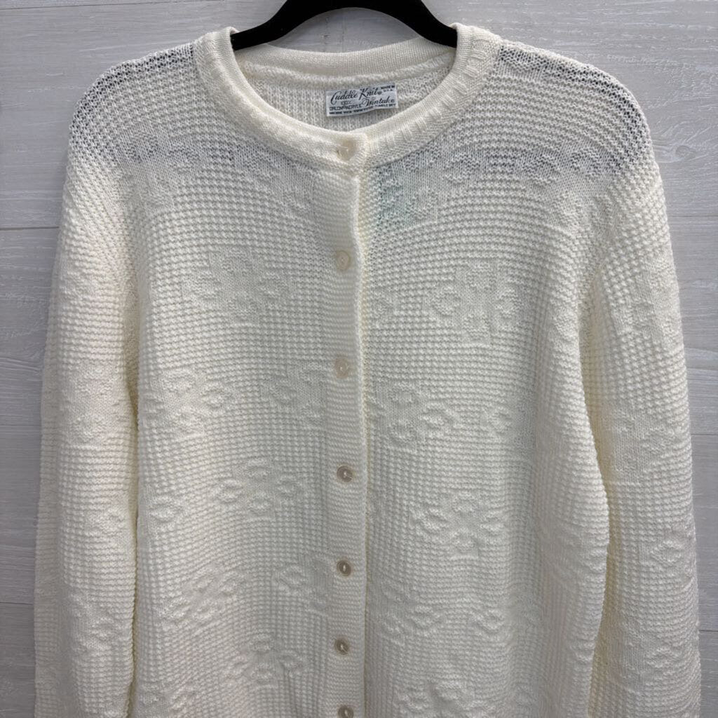Vintage Cuddle Knit Cream Cardigan Sweater Small