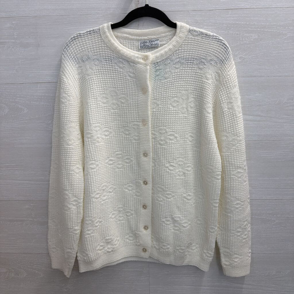 Vintage Cuddle Knit Cream Cardigan Sweater Small