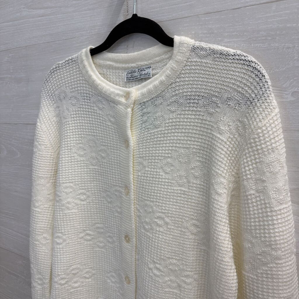 Vintage Cuddle Knit Cream Cardigan Sweater Small
