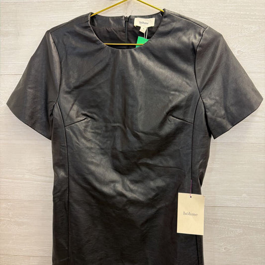 Bohme Black Faux Leather Short Sleeve Shift Dress Medium