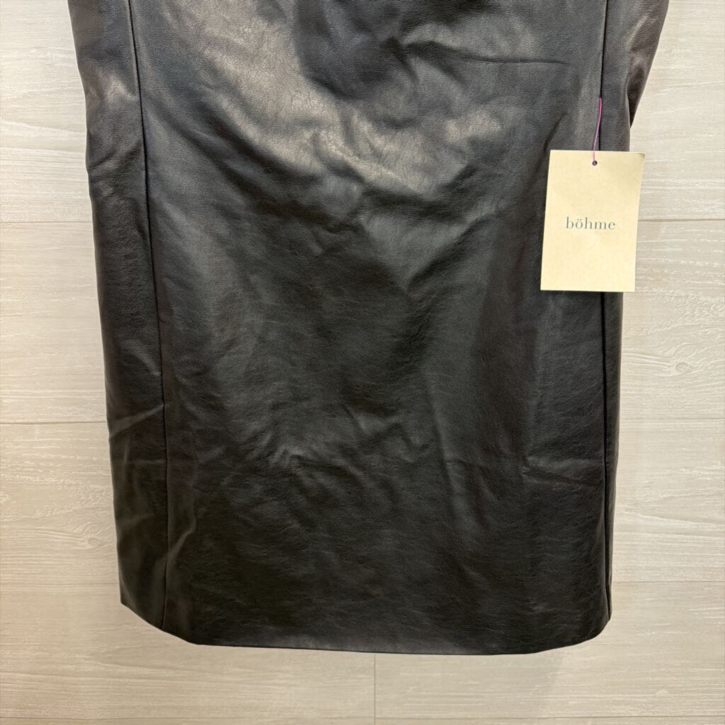 Bohme Black Faux Leather Short Sleeve Shift Dress Medium