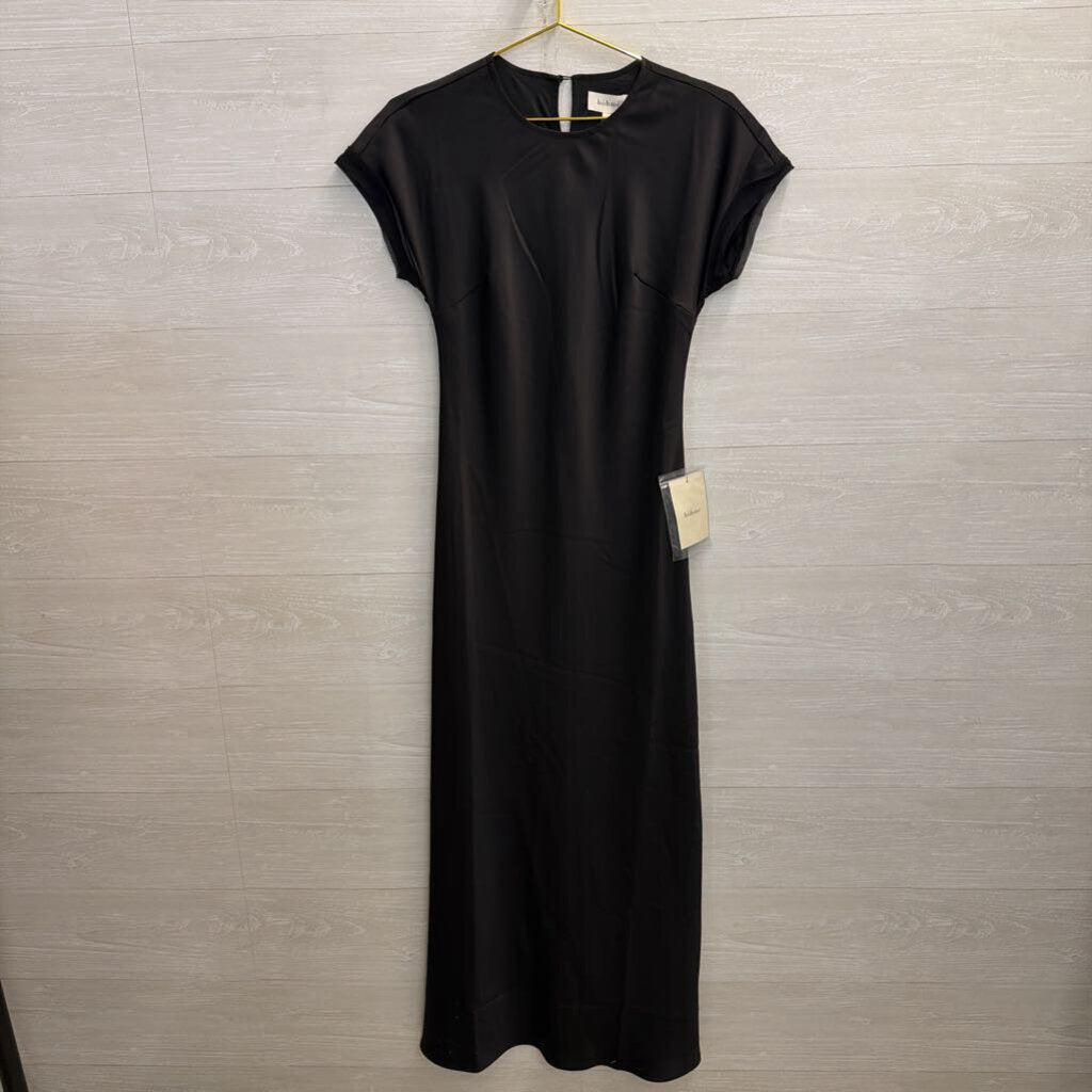 Bohme Black Silky Short Sleeve Maxi Dress Small