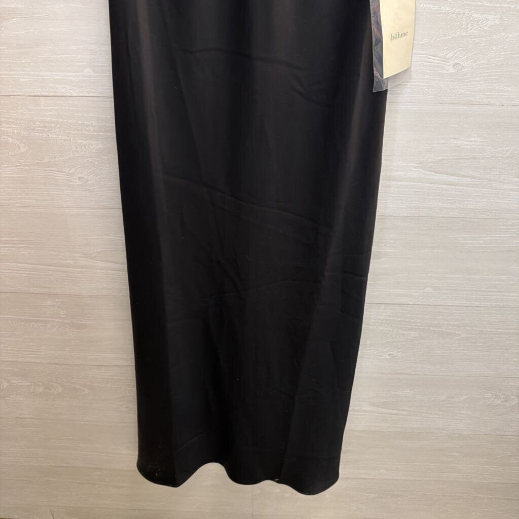 Bohme Black Silky Short Sleeve Maxi Dress Small
