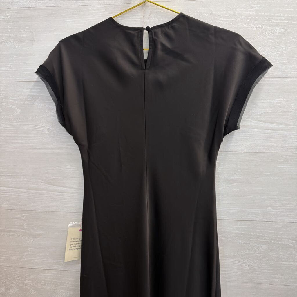 Bohme Black Silky Short Sleeve Maxi Dress Small
