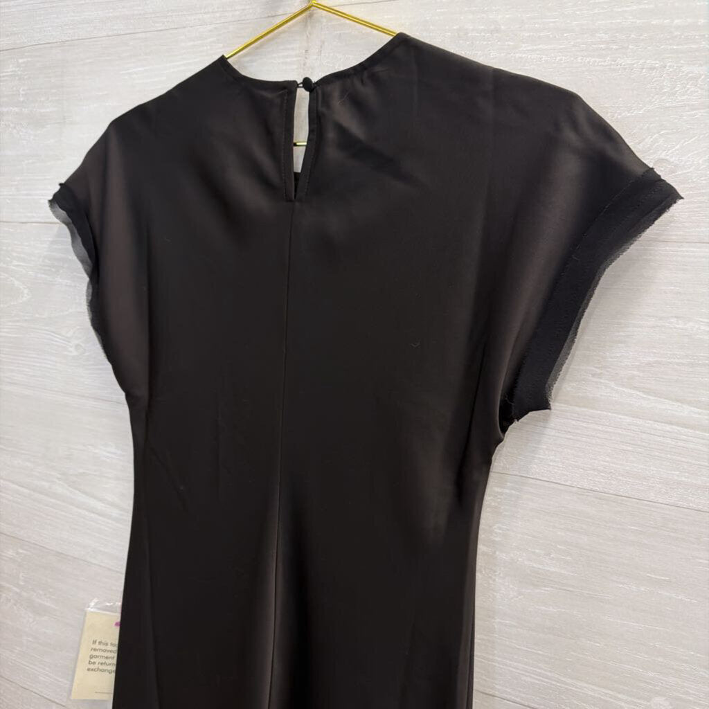 Bohme Black Silky Short Sleeve Maxi Dress Small