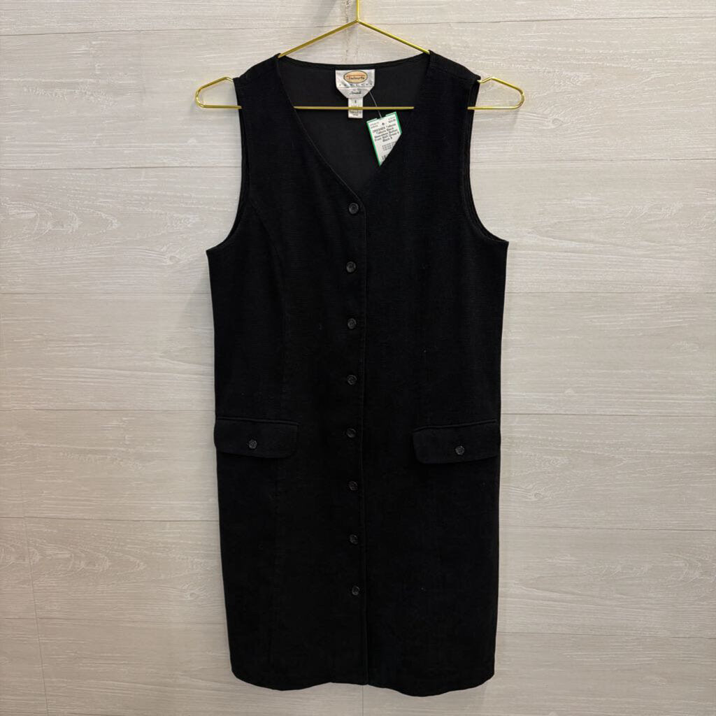 Talbots Black Sleeveless Button Front Shift Dress 6