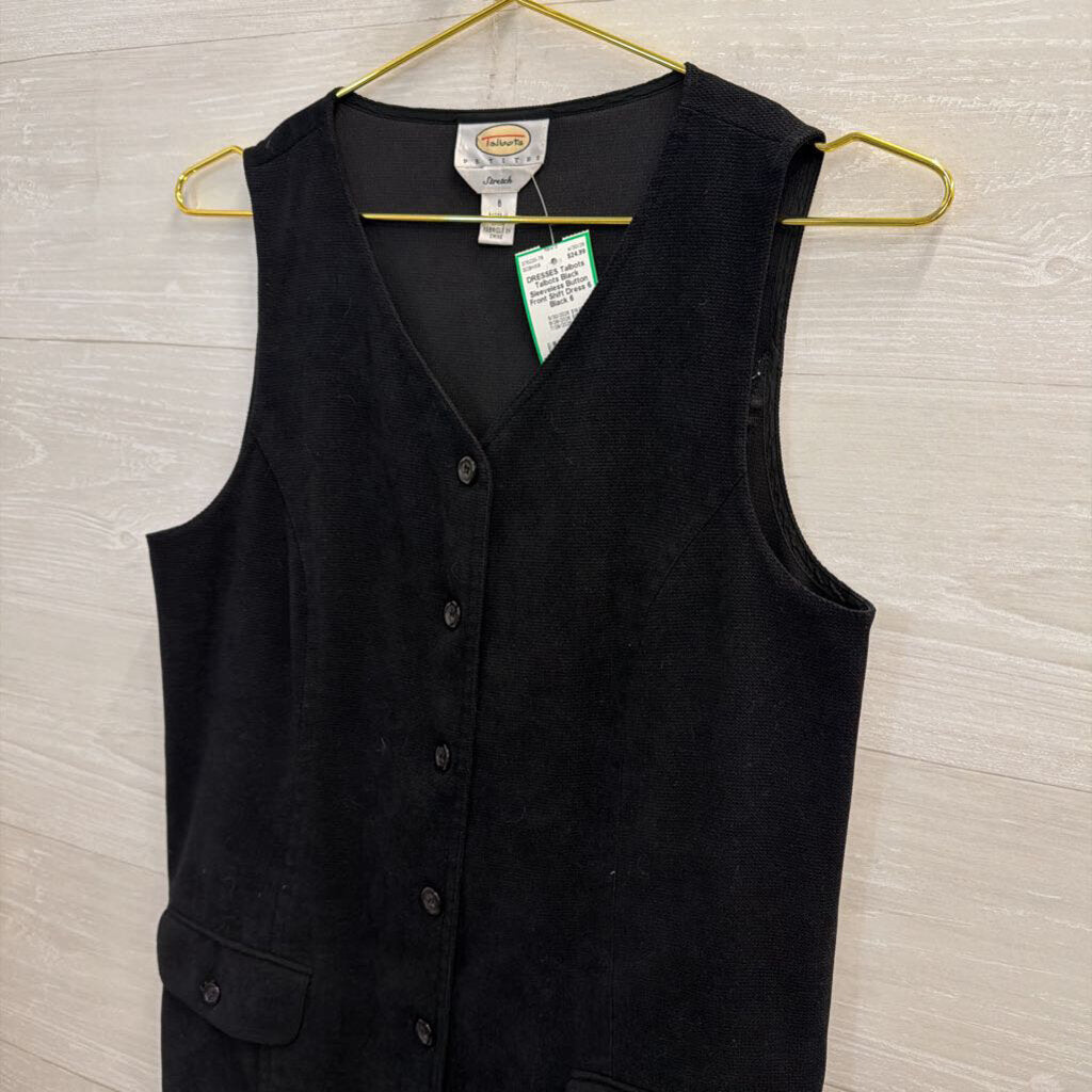 Talbots Black Sleeveless Button Front Shift Dress 6