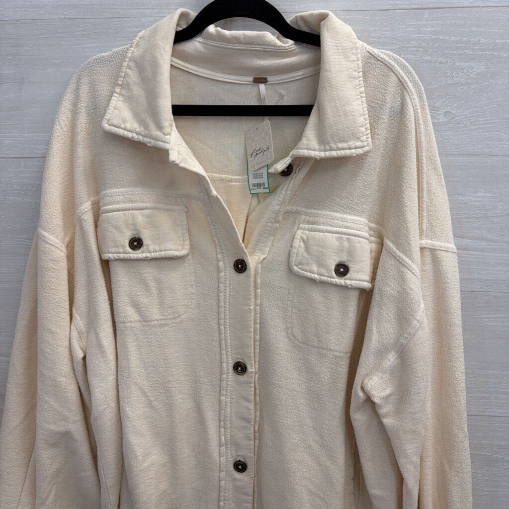 Free People Cream Ruby Shacket Top Medium
