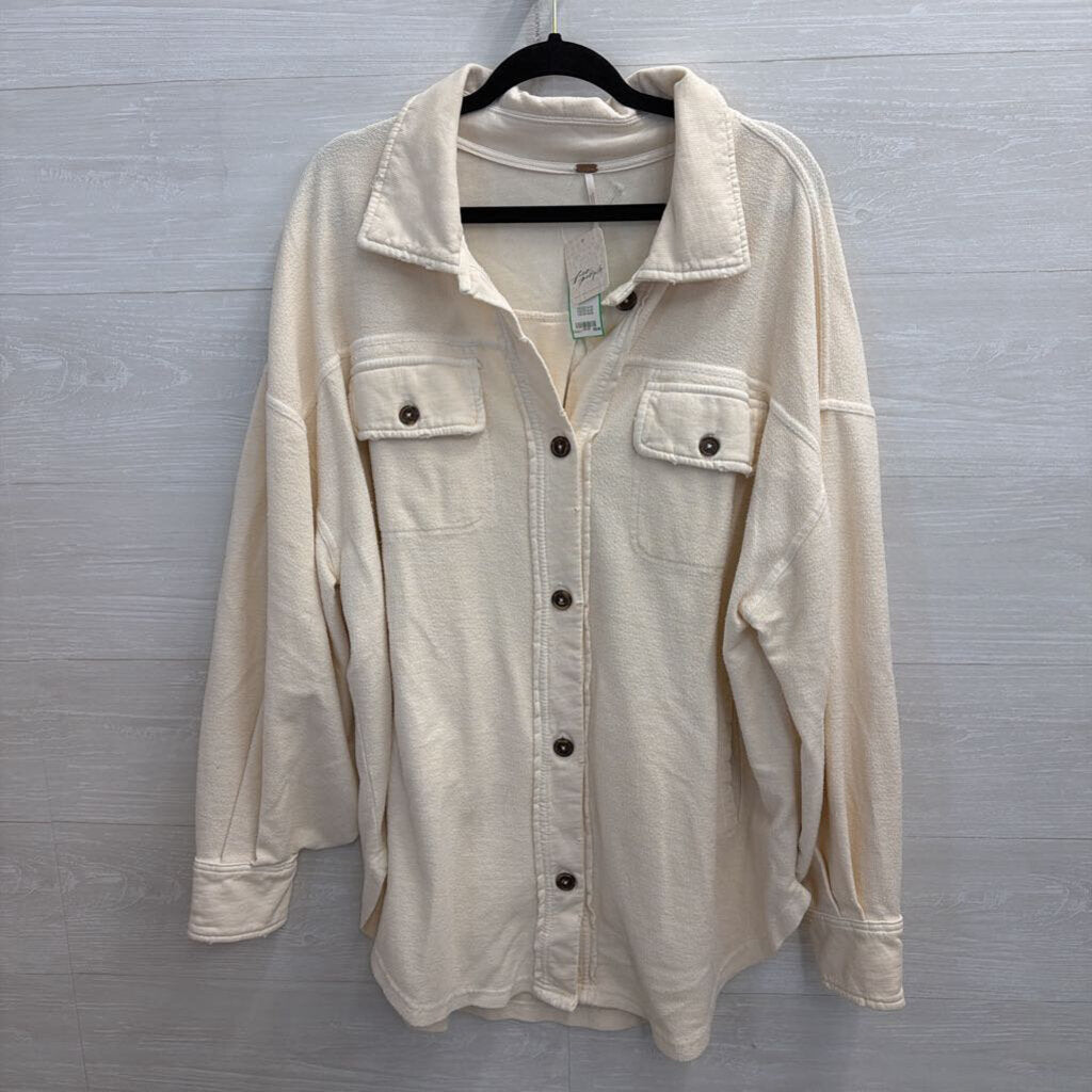 Free People Cream Ruby Shacket Top Medium