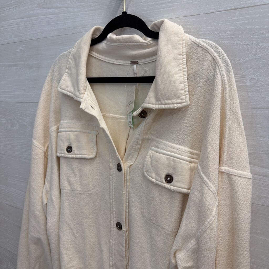Free People Cream Ruby Shacket Top Medium