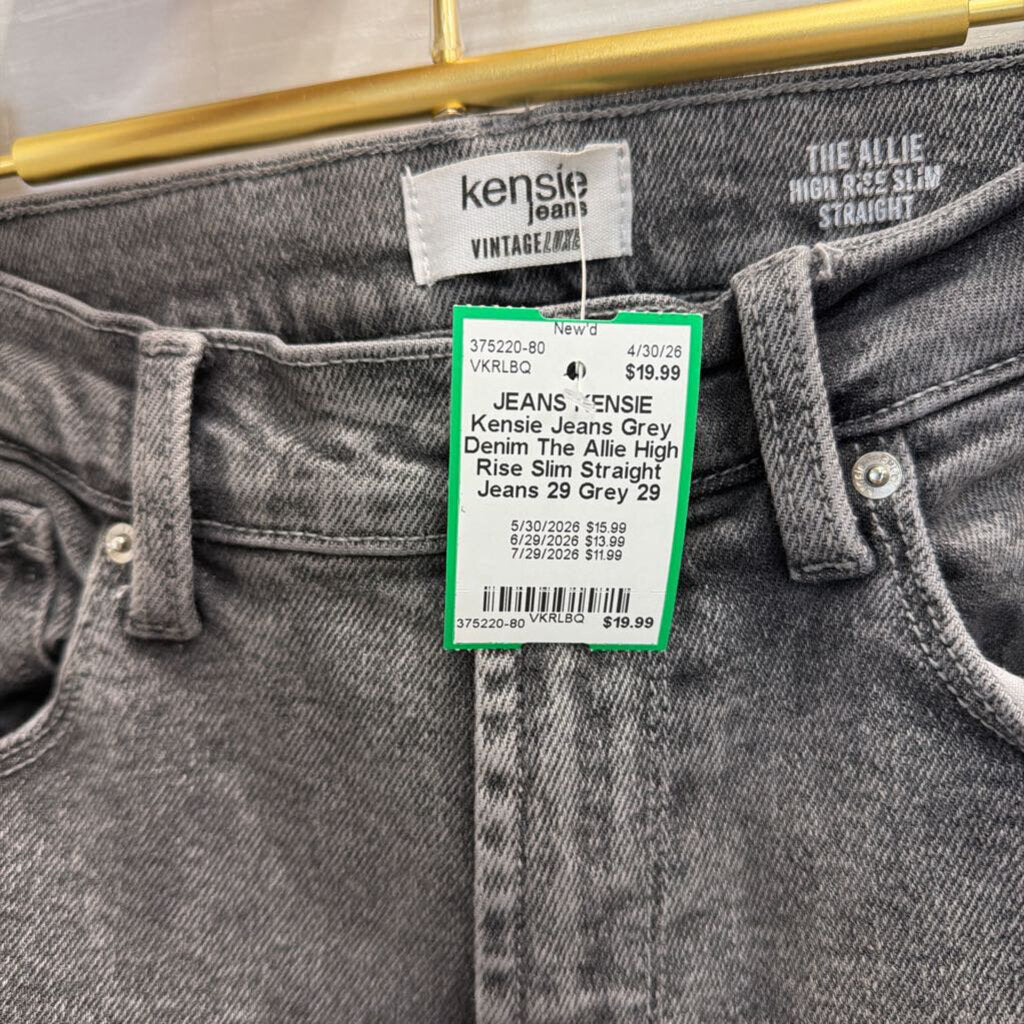 Kensie Jeans Grey Denim The Allie High Rise Slim Straight Jeans 29