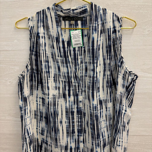 Rose & Olive Blue/White Sleeveless Blouse Large