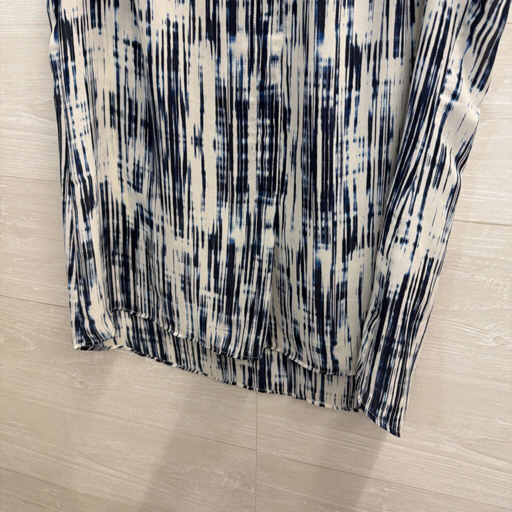 Rose & Olive Blue/White Sleeveless Blouse Large