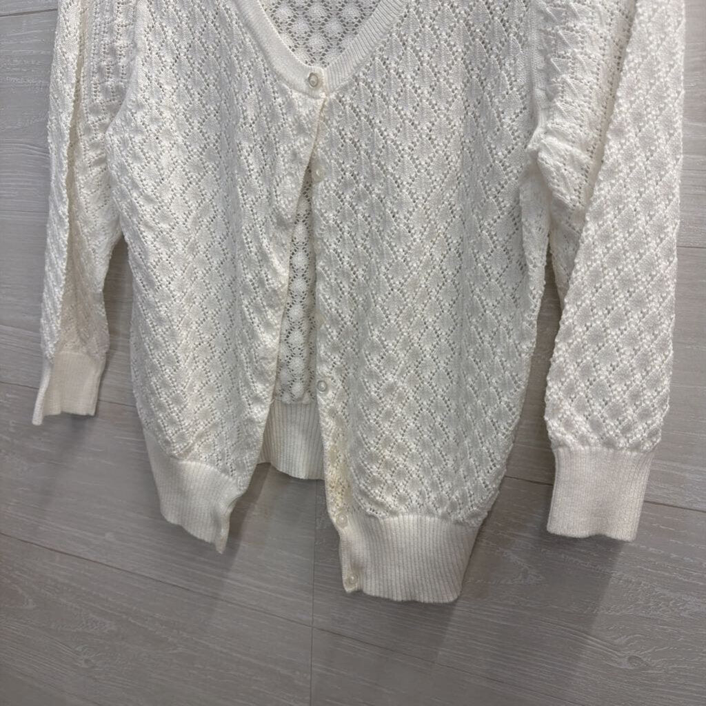 Eight Eight Eight White Cropped Knit Sweater Large