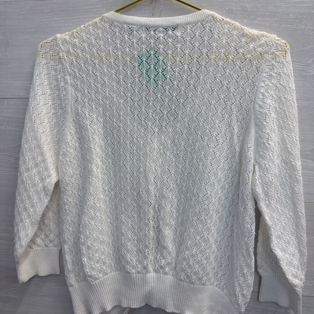 Eight Eight Eight White Cropped Knit Sweater Large