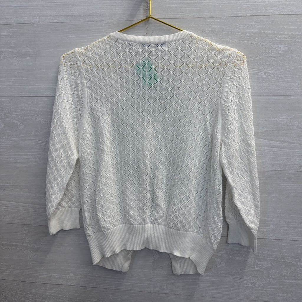 Eight Eight Eight White Cropped Knit Sweater Large
