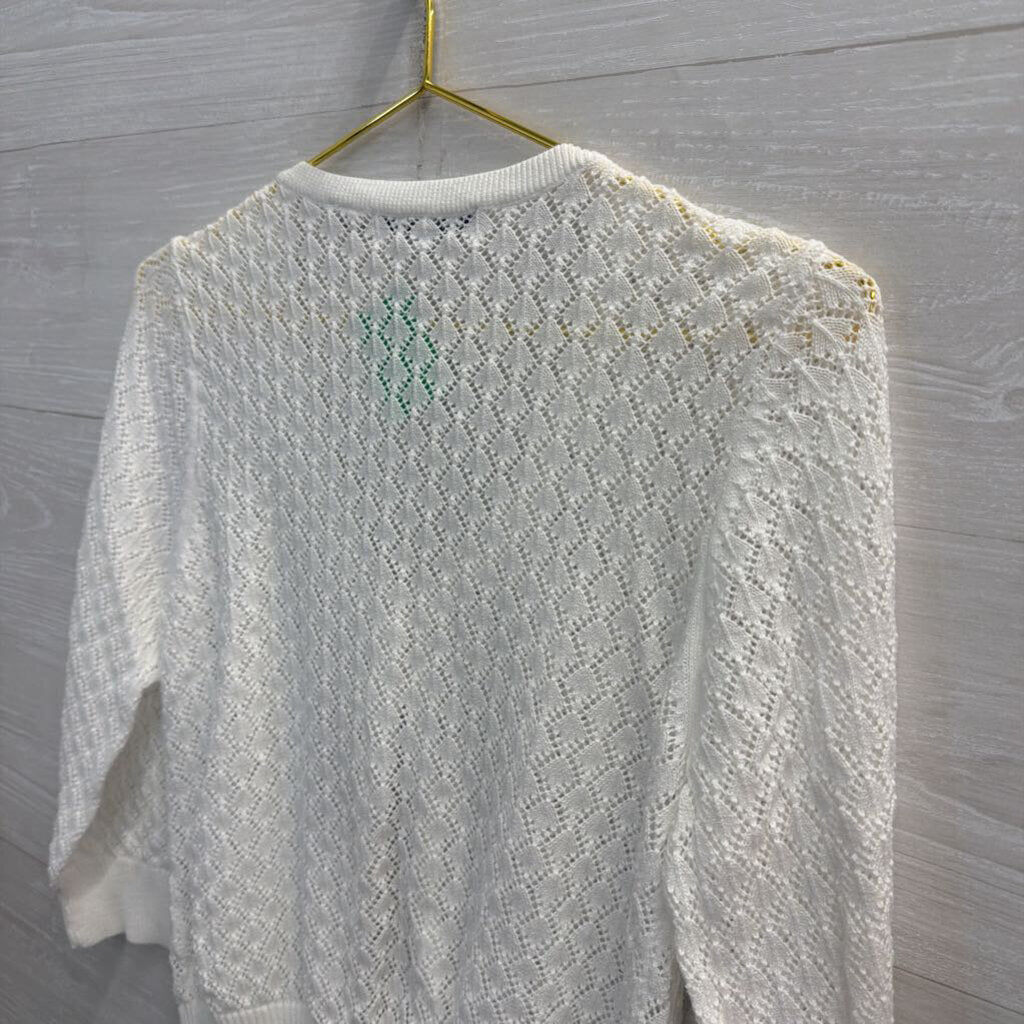 Eight Eight Eight White Cropped Knit Sweater Large