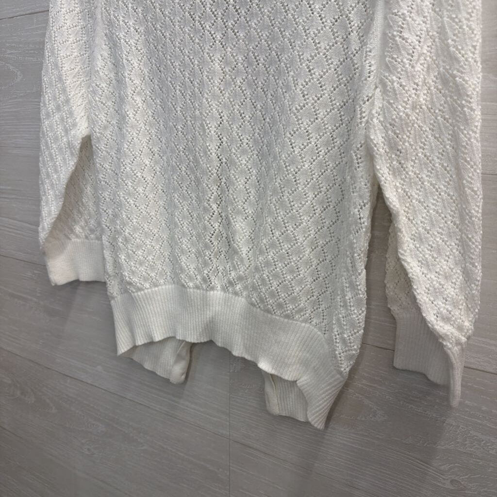 Eight Eight Eight White Cropped Knit Sweater Large