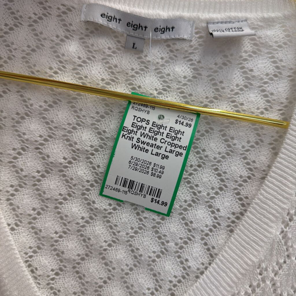 Eight Eight Eight White Cropped Knit Sweater Large