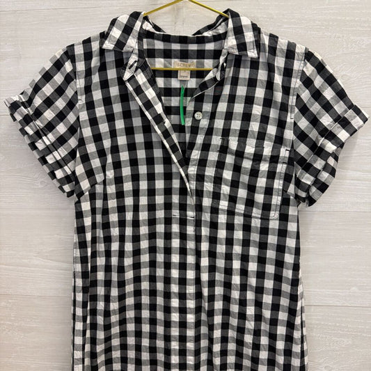 J Crew Black/ White Gingham Short Sleeve Button Down Dress Small