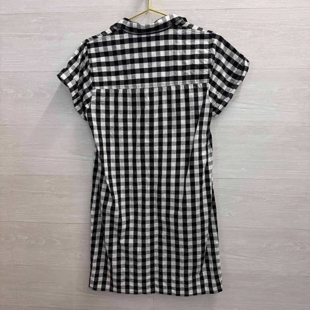 J Crew Black/ White Gingham Short Sleeve Button Down Dress Small