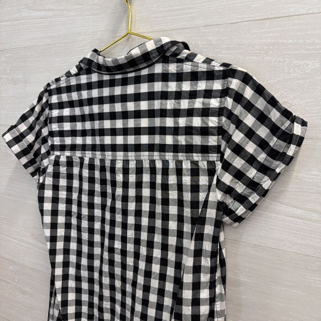 J Crew Black/ White Gingham Short Sleeve Button Down Dress Small