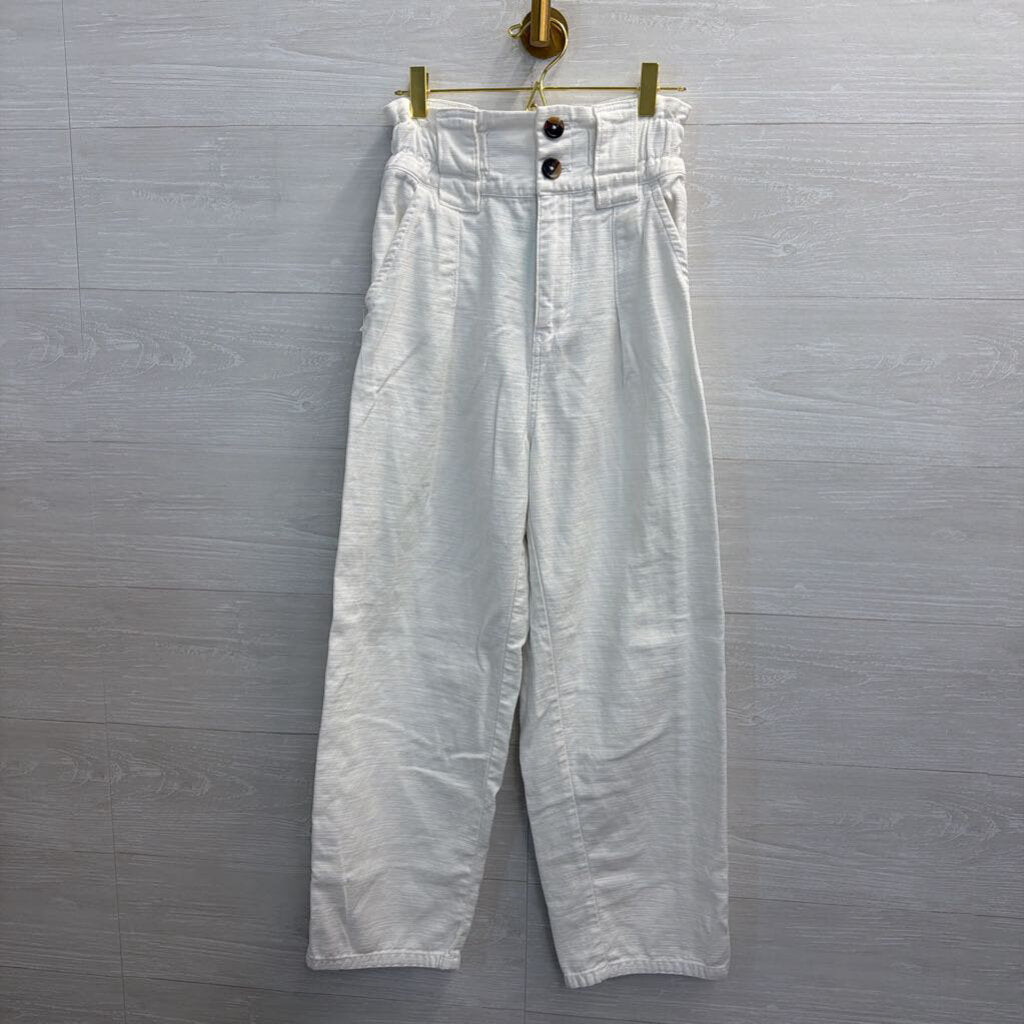 Free People White Gathered Waist Pant 2