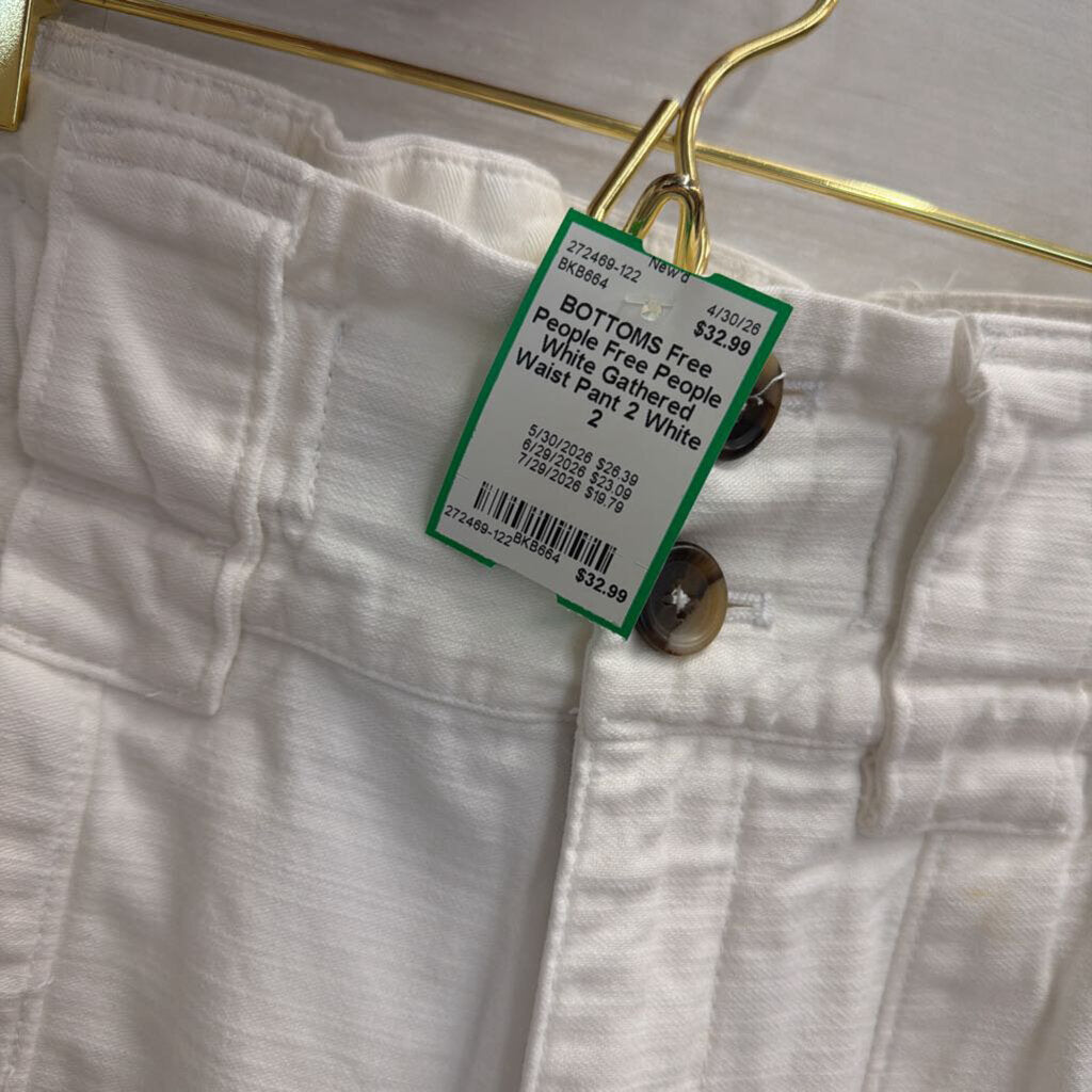 Free People White Gathered Waist Pant 2
