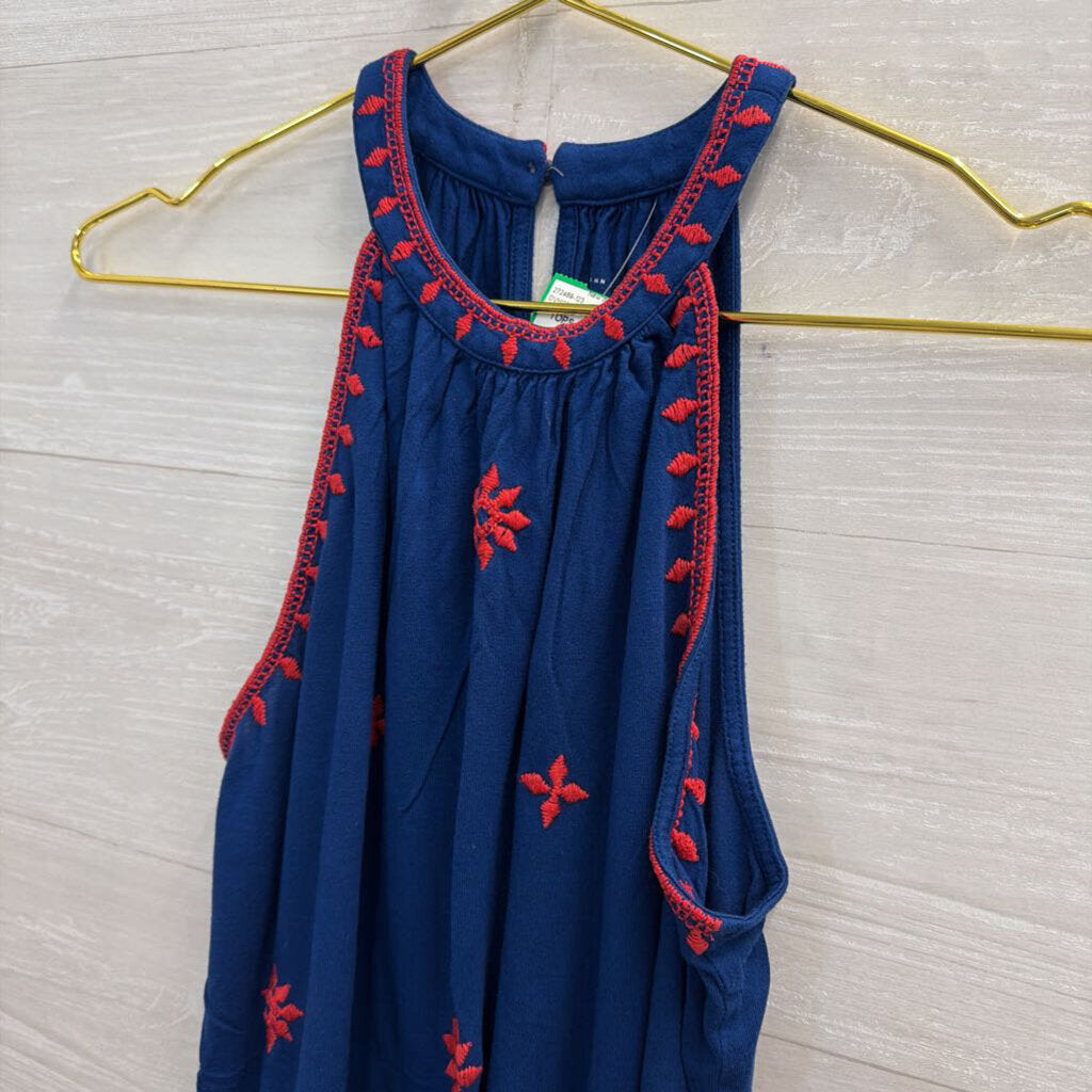 Loft Blue/Red Embroidered Sleeveless Top XS