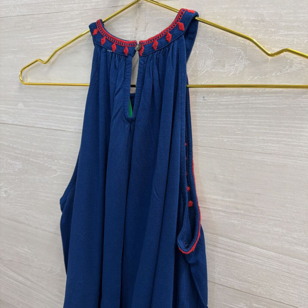 Loft Blue/Red Embroidered Sleeveless Top XS