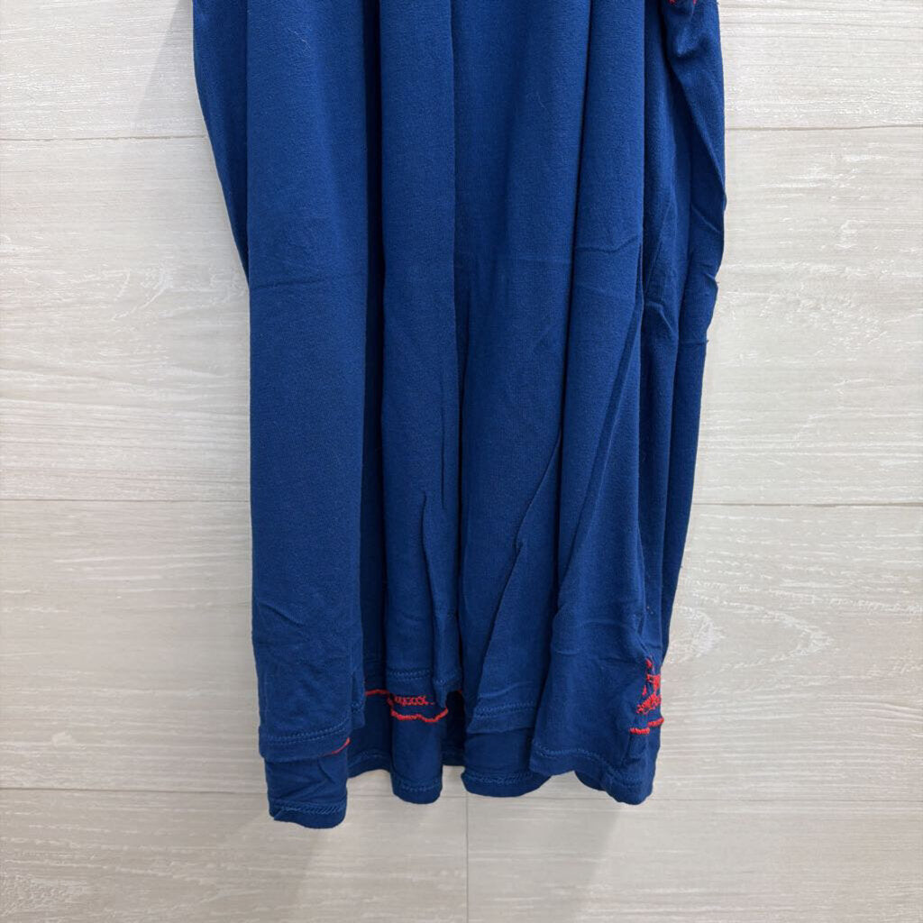 Loft Blue/Red Embroidered Sleeveless Top XS