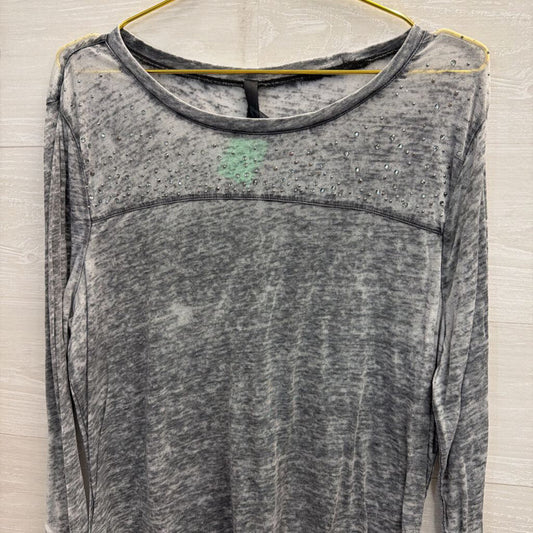 Seven7 Grey Burnout Rhinestone Leighweight Longsleeve top XL