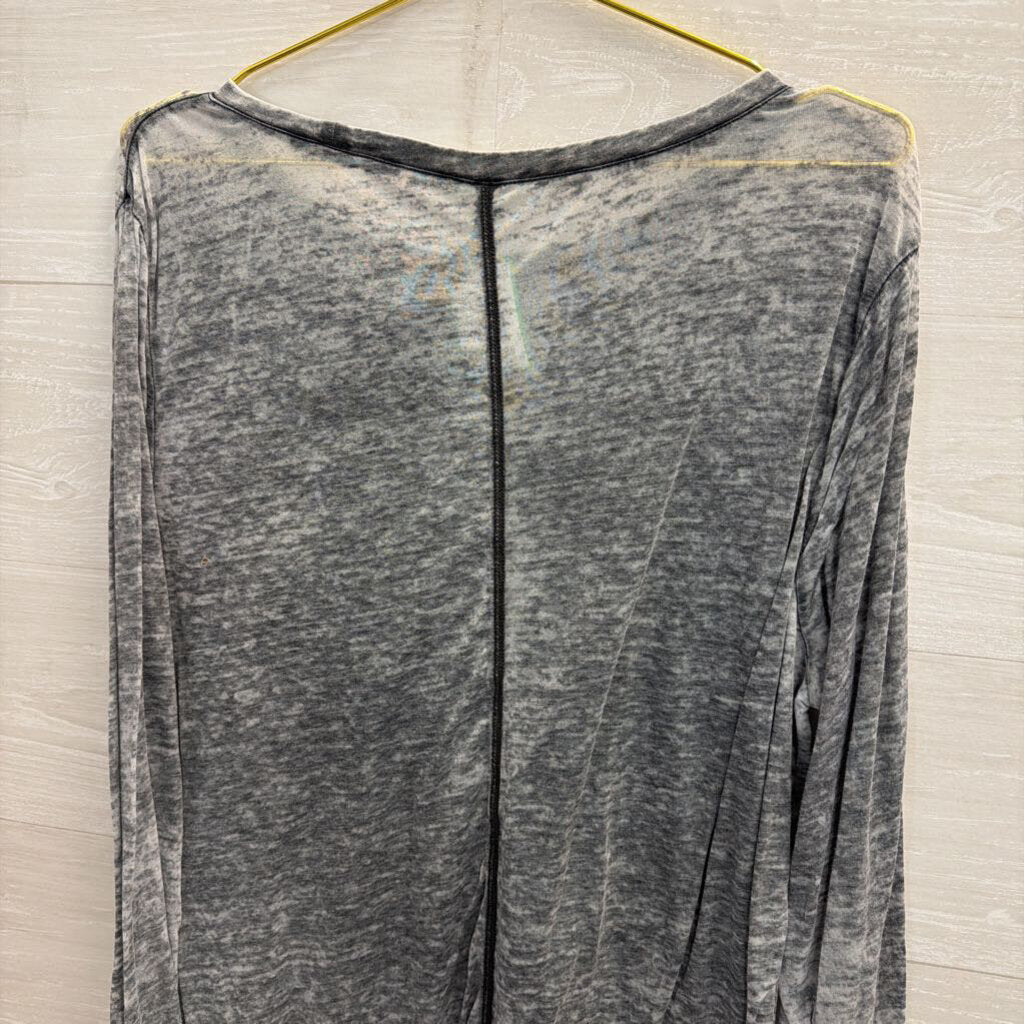 Seven7 Grey Burnout Rhinestone Leighweight Longsleeve top XL