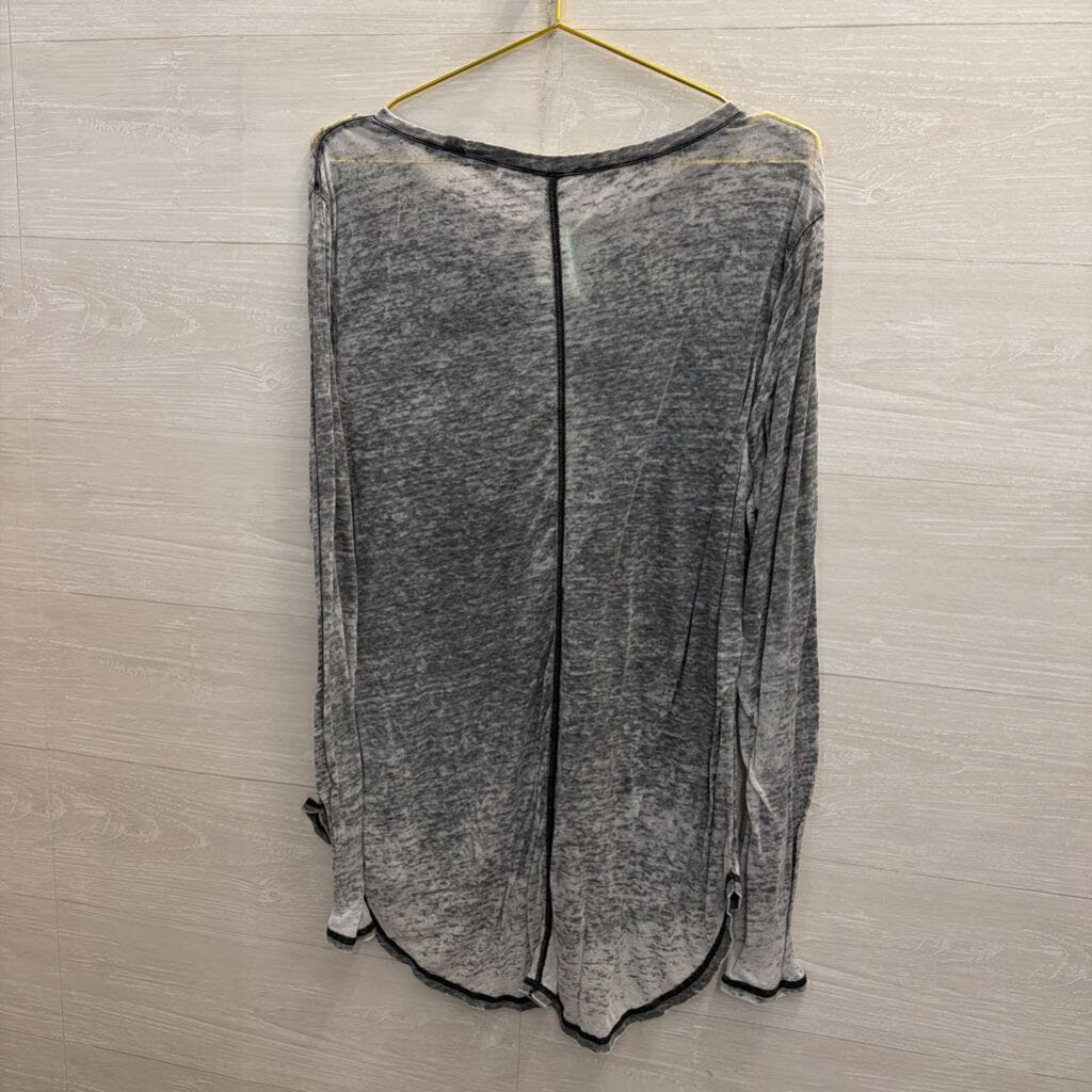 Seven7 Grey Burnout Rhinestone Leighweight Longsleeve top XL